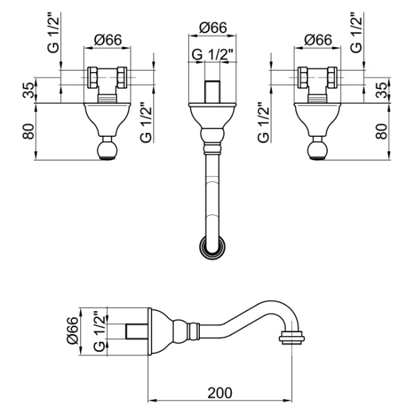 Смеситель для раковины Webert Dorian DO750404010, золото