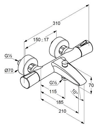 Смеситель для ванны и душа KLUDI Zenta SL 351013938