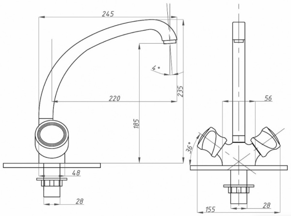 Смеситель для кухни FAUZT FZs-293-39 тип См-МДЦБА