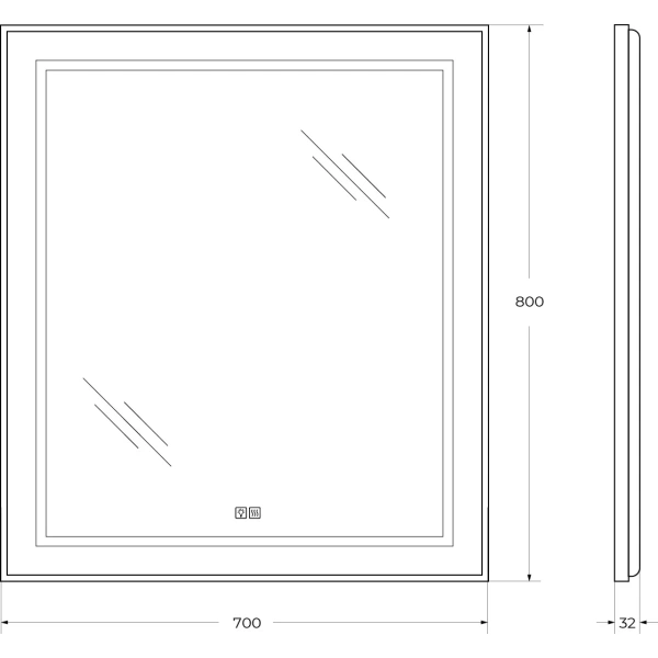 Зеркало (70х80) BelBagno Kraft SPC-KRAFT-700-800-LED-TCH-WARM-NERO с подсветкой