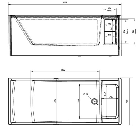 Акриловая ванна (180х75) Aima Design Genesis 01ген1875