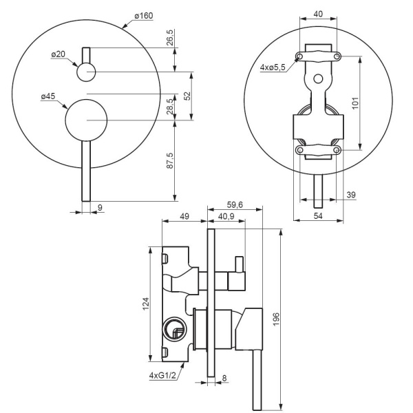 Смеситель для ванны Damixa Scandinavian Pure 367100300