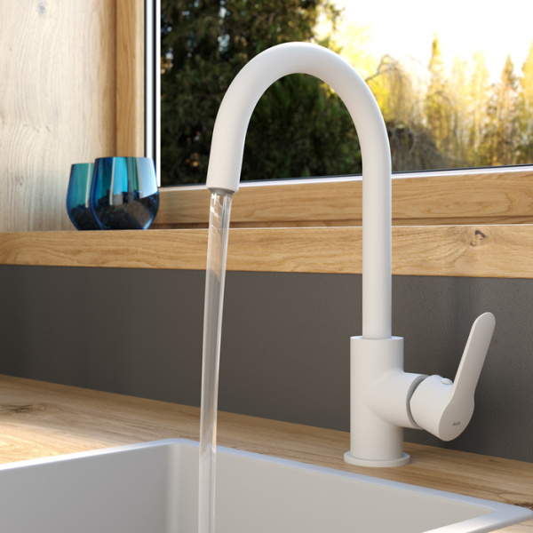 Смеситель для кухни IDDIS Cuba с каналом для фильтрованной воды белый, матовый (CUBWTFJi05)