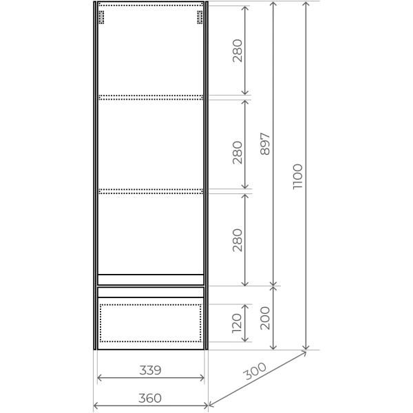 Пенал подвесной R Style Line Лима ЛС-00002346 белый матовый