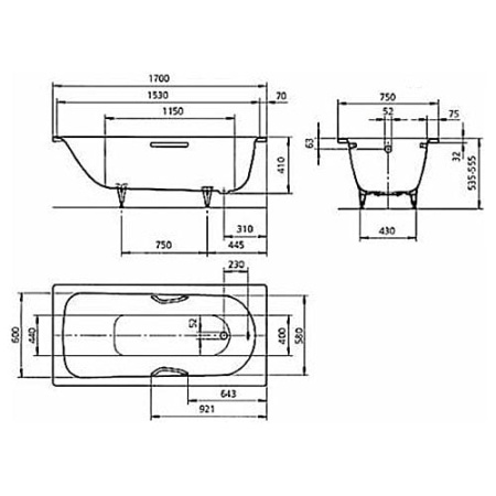 Стальная ванна Kaldewei SANIFORM PLUS STAR 336 Easy-Clean (170x75) 133600013001