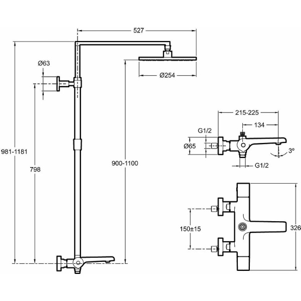 Душевая система с изливом Jacob Delafon Avid E97389RU-9-CP