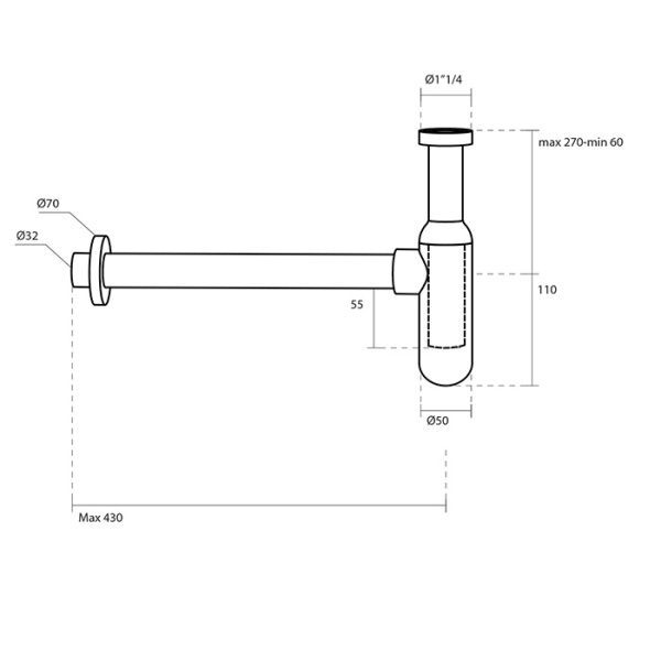 Сифон для раковины Kerasan Nolita 923591 золото