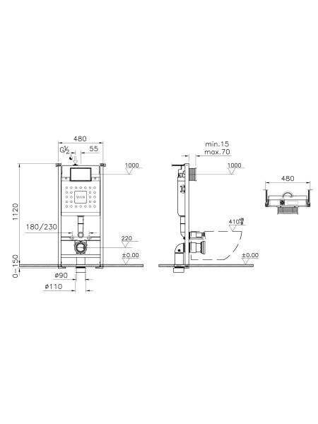 Инсталляция с унитазом Vitra L-Box Mia Round  9873B003-7205 без кнопки