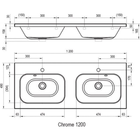 Раковина полувстраиваемая Ravak Chrome 120 XJG01112000