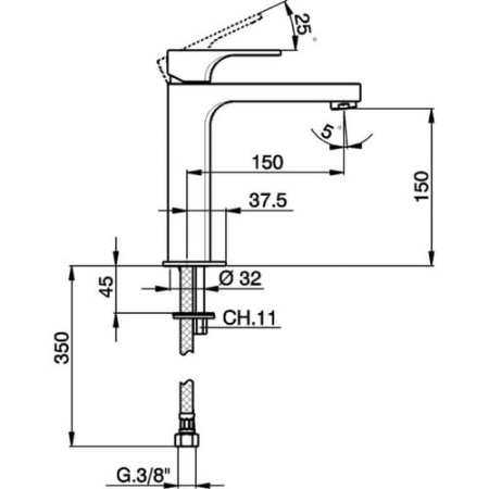 Смеситель для раковины Cisal Cubic CU00150121