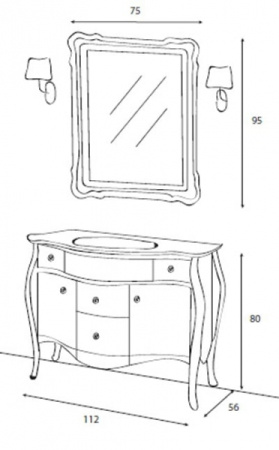 Зеркало (75х95) Cezares Michela New Classico 620/N