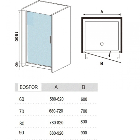 Душевая дверь River BOSFOR 90 МТ (10000000062)