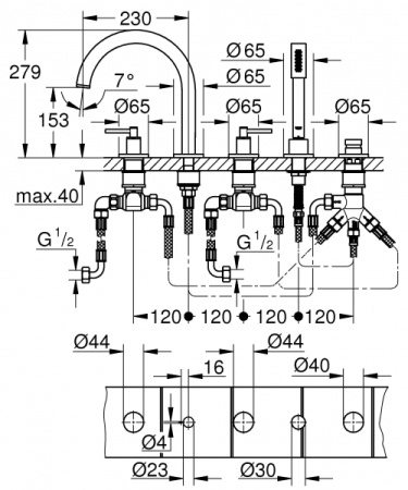 Смеситель для ванны Grohe Atrio New 19922 DC3 (19922DC3) стальной