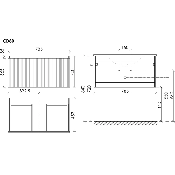 Тумба без раковины подвесная Sancos Code CD80W белый глянец