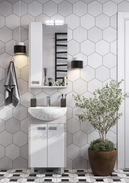 Зеркальный шкаф Aquaton Бекка PRO 50 белый, дуб сомерсет 1A214502BAC20