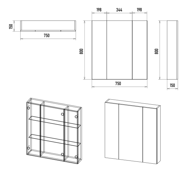 Зеркало-шкаф (75х80) Misty Аура 75 Э-Аур02075-01