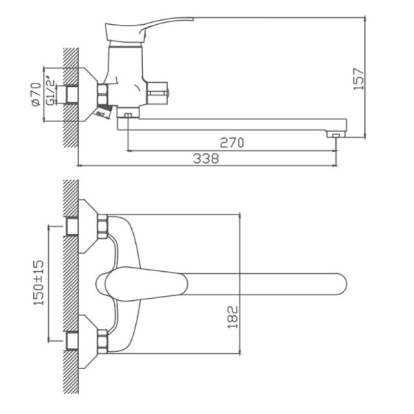 Смеситель для ванны Cron CN2214 Смеситель для ванны Cron CN2214