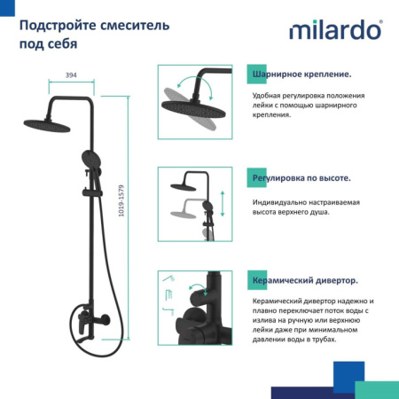 Душевая система Milardo Rora (RORBL4FM06)