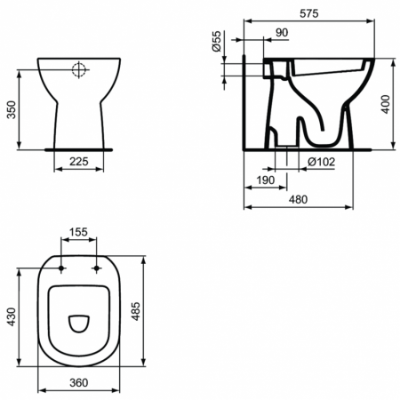 Приставной унитаз Ideal Standard i.life A T467201