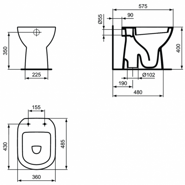 Приставной унитаз Ideal Standard i.life A T467201