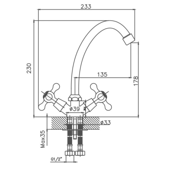 Смеситель для кухни Cron CN4008 Смеситель для кухни Cron CN4008
