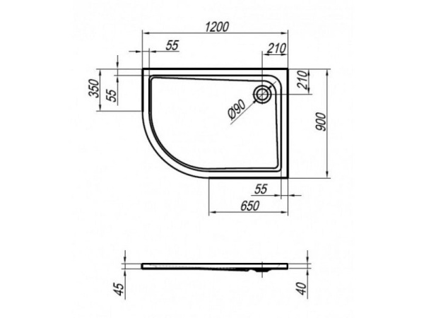 Поддон с сифоном Kolpa-San Malur 120x90 -L, -D