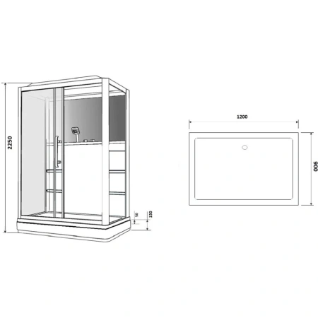 Душевая кабина (90х120) Grossman  GR227R раздвижная, черный, прозрачный
