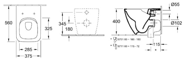 Унитаз приставной Villeroy&Boch 4613R0R1