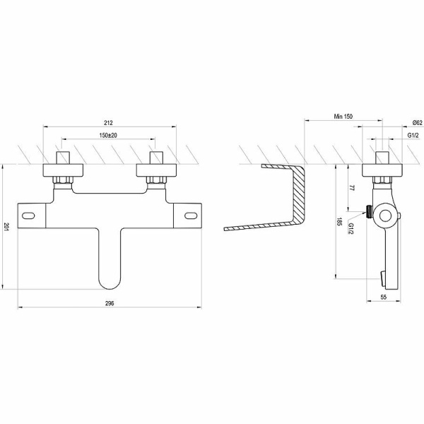 Смеситель для ванны Ravak Termo 300 TE 023.00/150 X070097