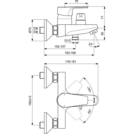 Смеситель для ванны Ideal Standard Cerafine Model D BC494U8