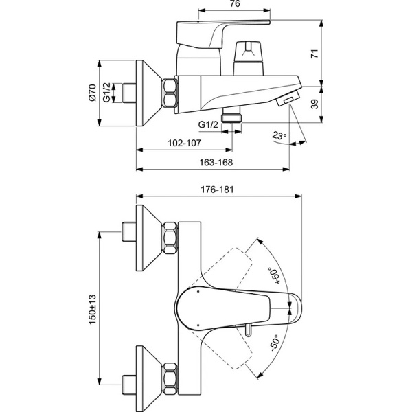 Смеситель для ванны Ideal Standard Cerafine Model D BC494U8