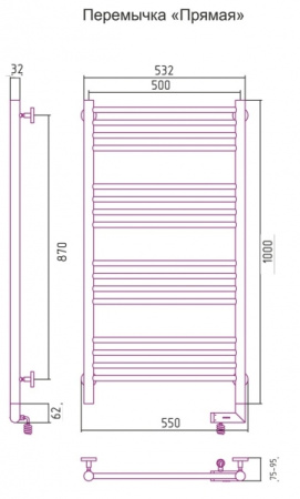 Полотенцесушитель Электрический Cунержа Богема 2.0 Правый (800x500) Прямая ФЛОК состаренная Бронза 51-5205-8050