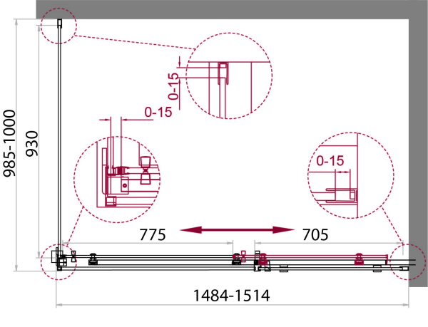 Душевой уголок (150х100) BelBagno ACQUA-AH-1-150/100-C-Cr
