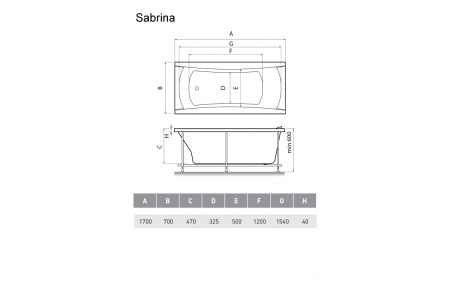 Акриловая ванна (170х70) Relisan Sabrina Гл000024804