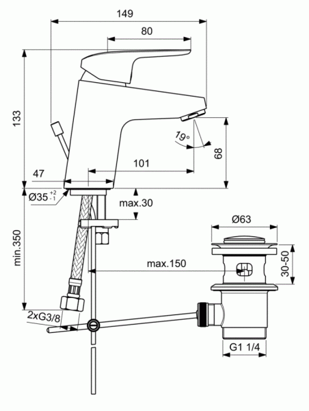 Смеситель для раковины Ideal Standard Ceraflex B1708AA