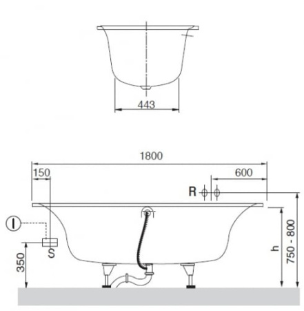 Ванна квариловая Villeroy & Boch Cetus 180х80, белый альпин (UBQ180CEU2V-01)