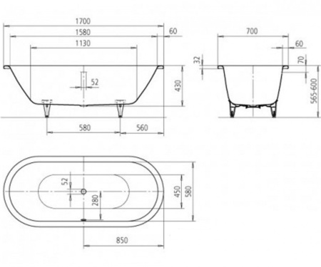 Ванна стальная Kaldewei Classic Duo Oval (170X75) 291400010001