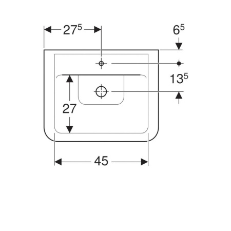 Раковина накладная Geberit Renova Nr. 1 Plan (55x44) 225155