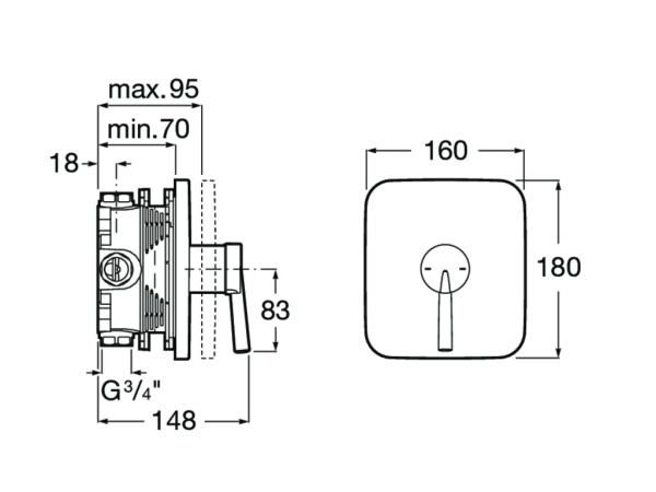 Смеситель для душа Roca Pals 5A2B6DC00