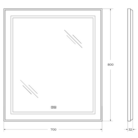 Зеркало (70х80) BelBagno Kraft SPC-KRAFT-700-800-LED-TCH-WARM с подсветкой