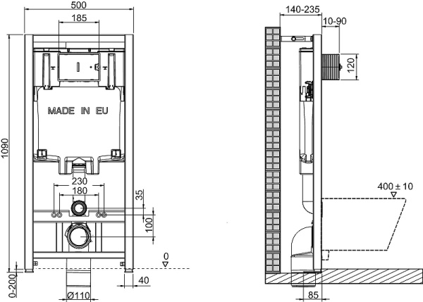 Комплект унитаза с инсталляцией Jacob Delafon Patio E21739RU-00