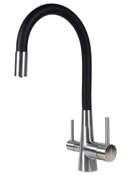 Смеситель для кухни однорычажный с каналом для питьевой воды и гибким изливом Agger Elegant A3230322 сатин матовый