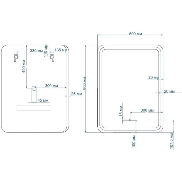 Зеркало с подсветкой Art&Max GENOVA AM-Gen-600-800-DS-F-White сенсорным выключателем