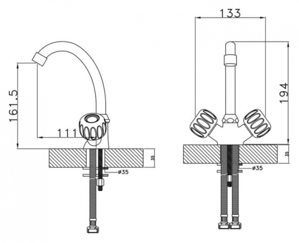 Смеситель для умывальника Rossinka K02-62 Смеситель для умывальника Rossinka K02-62