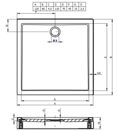 Душевой поддон RIHO DAVOS 275 Акриловый 120x80 D002014005