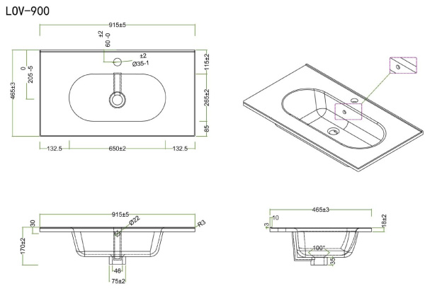 Керамическая раковина BelBagno LOVE LOV-900-LVB
