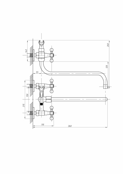 Смеситель для ванны ПСМ-Профсан  СТАНДАРТ-А PSM-158-89