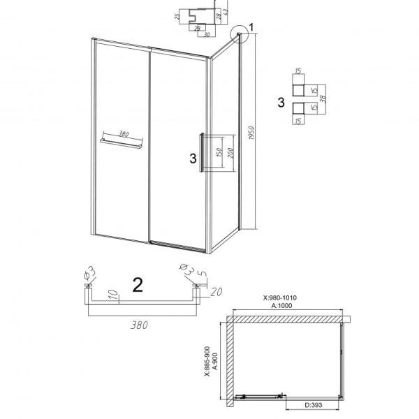 Душевой уголок (100х90) Grossman Style 120.K33.05.1090.21.00