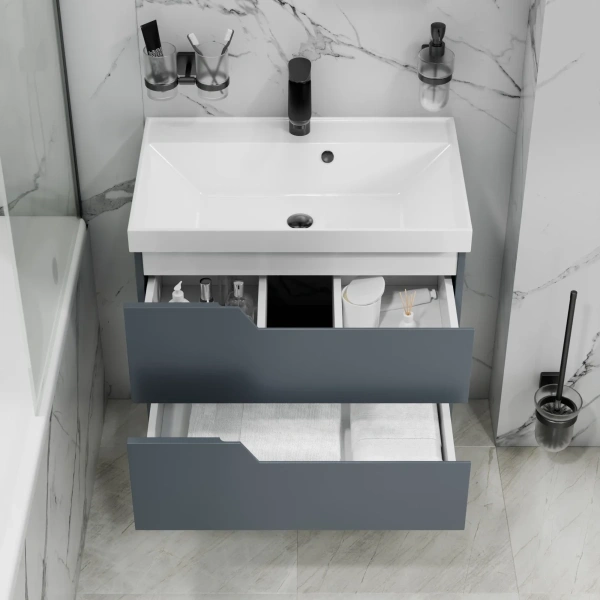 Тумба под раковину Санта Антарес 700521 без раковины, графит матовый