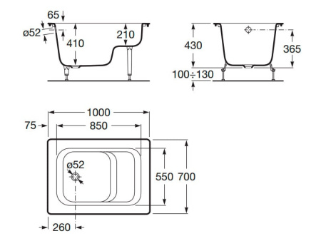 Ванна чугунная Roca Continental Banaseo (100х70) 213000001